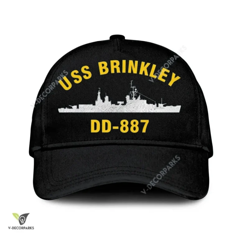 Uss Brinkley Bass Dd-887 Classic Baseball Cap Gift For Navy Veteran, Custom Print/embroidered Us Navy Ships Classic Cap