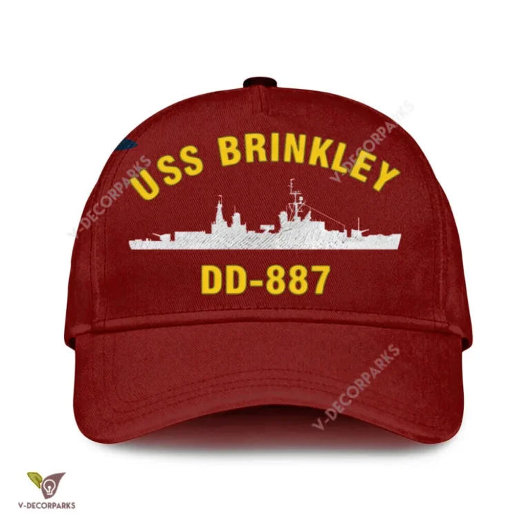 Uss Brinkley Bass Dd-887 Classic Baseball Cap Gift For Navy Veteran, Custom Print/embroidered Us Navy Ships Classic Cap