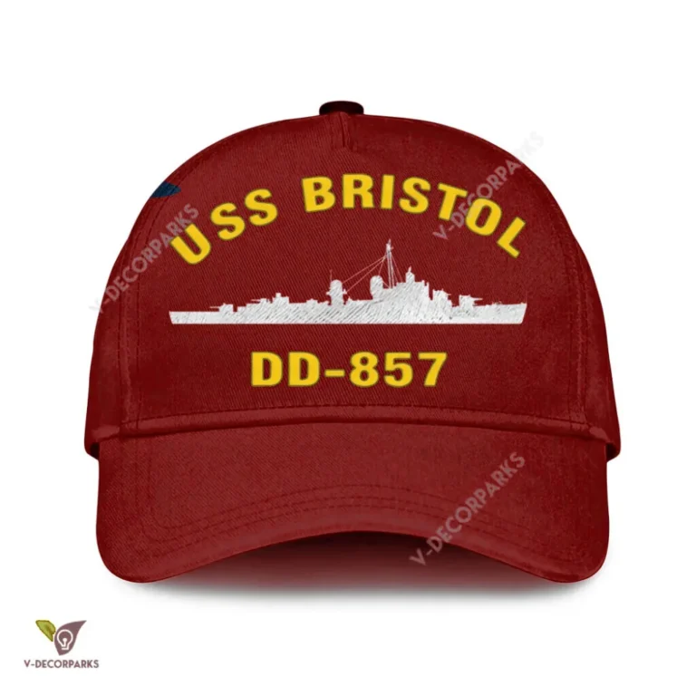 Uss Bristol Dd-857 Classic Baseball Cap Gift For Navy Veteran, Custom Print/embroidered Us Navy Ships Classic Cap