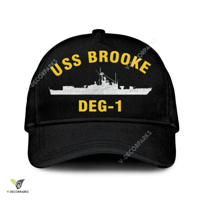 Uss Brooke Deg-1 Classic Baseball Cap Gift For Navy Veteran, Custom Print/embroidered Us Navy Ships Classic Cap