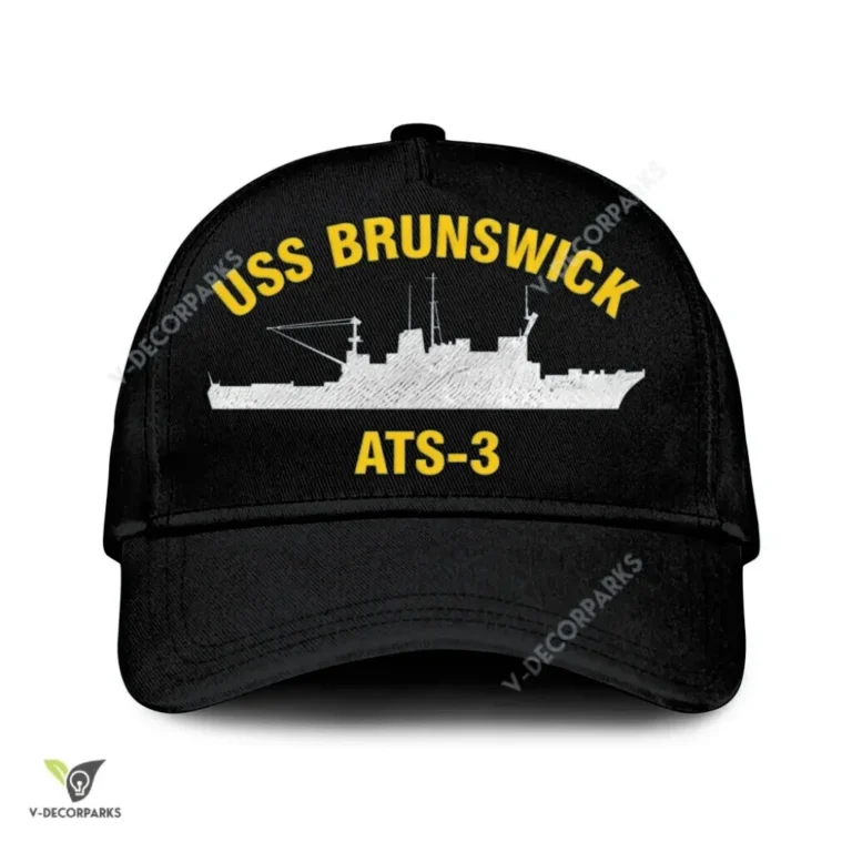 Uss Brunswick Ats 3 Classic Baseball Cap Gift For Navy Veteran, Custom Print/embroidered Us Navy Ships Classic Cap