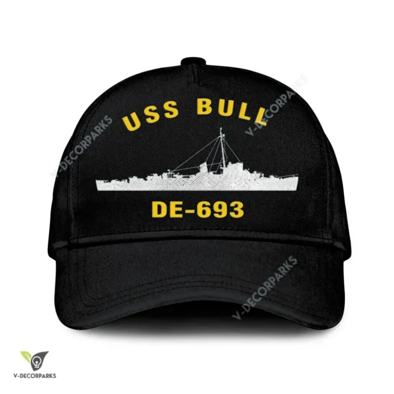 Uss Bull De-693 Classic Baseball Cap Gift For Navy Veteran, Custom Print/embroidered Us Navy Ships Classic Cap