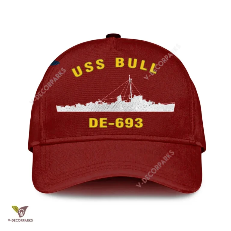 Uss Bull De-693 Classic Baseball Cap Gift For Navy Veteran, Custom Print/embroidered Us Navy Ships Classic Cap