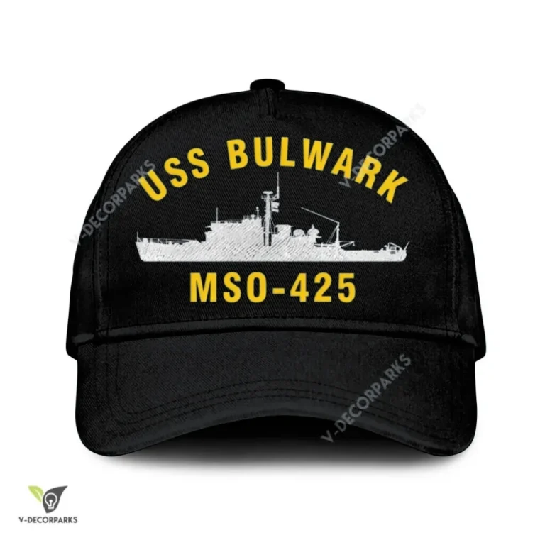 Uss Bulwark Mso-425 Classic Baseball Cap Gift For Navy Veteran, Custom Print/embroidered Us Navy Ships Classic Cap