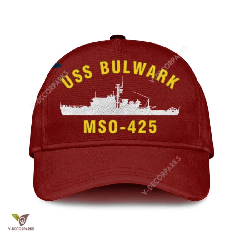 Uss Bulwark Mso-425 Classic Baseball Cap Gift For Navy Veteran, Custom Print/embroidered Us Navy Ships Classic Cap