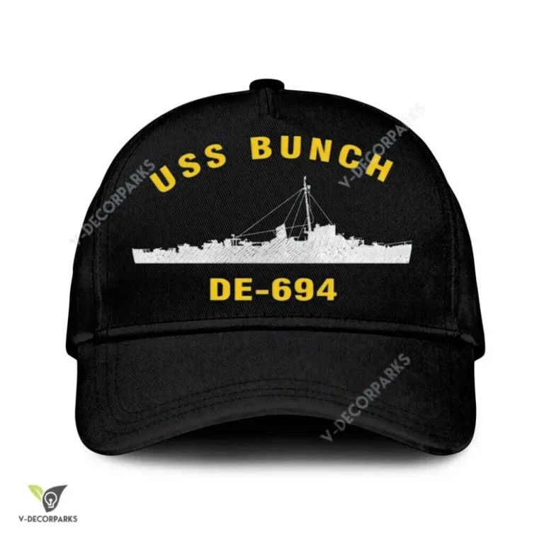 Uss Bunch De-694 Classic Baseball Cap Gift For Navy Veteran, Custom Print/embroidered Us Navy Ships Classic Cap