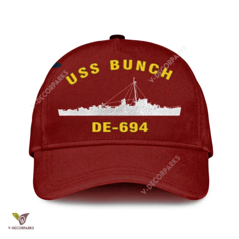 Uss Bunch De-694 Classic Baseball Cap Gift For Navy Veteran, Custom Print/embroidered Us Navy Ships Classic Cap