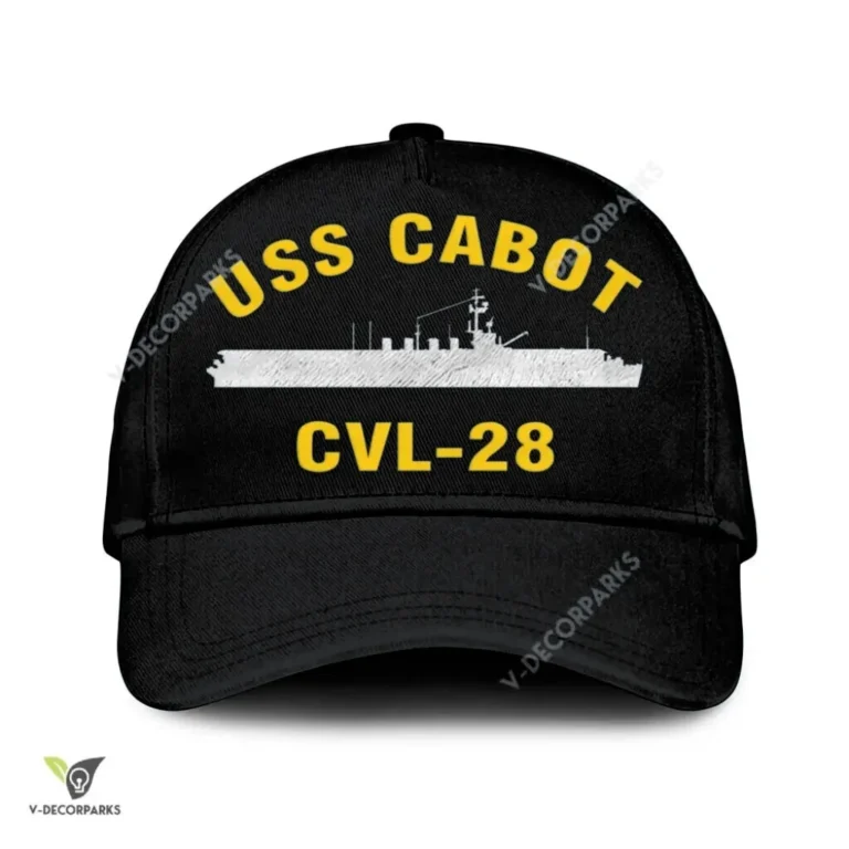 Uss Cabot Cvl-28 Classic Baseball Cap Gift For Navy Veteran, Custom Print/embroidered Us Navy Ships Classic Cap