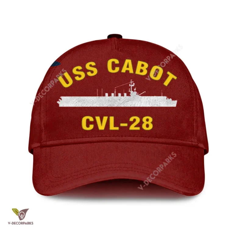 Uss Cabot Cvl-28 Classic Baseball Cap Gift For Navy Veteran, Custom Print/embroidered Us Navy Ships Classic Cap