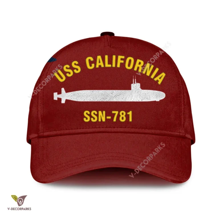 Uss California Ssn-781 Classic Baseball Cap Gift For Navy Veteran, Custom Print/embroidered Us Navy Ships Classic Cap