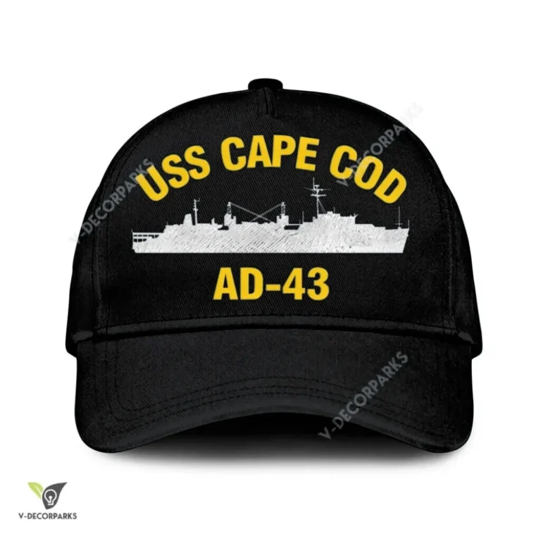 Uss Cape Cod Ad-43 Classic Baseball Cap Gift For Navy Veteran, Custom Print/embroidered Us Navy Ships Classic Cap