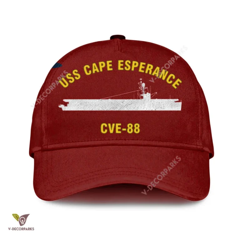 Uss Cape Esperance Cve-88 Classic Baseball Cap Gift For Navy Veteran, Custom Print/embroidered Us Navy Ships Classic Cap