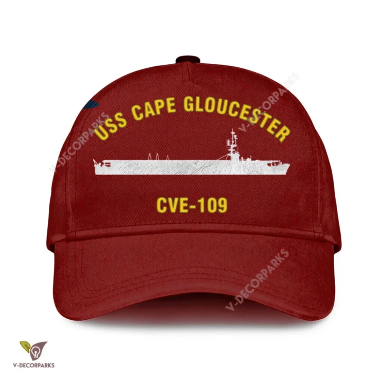 Uss Cape Gloucester Cve-109 Classic Baseball Cap Gift For Navy Veteran, Custom Print/embroidered Us Navy Ships Classic Cap