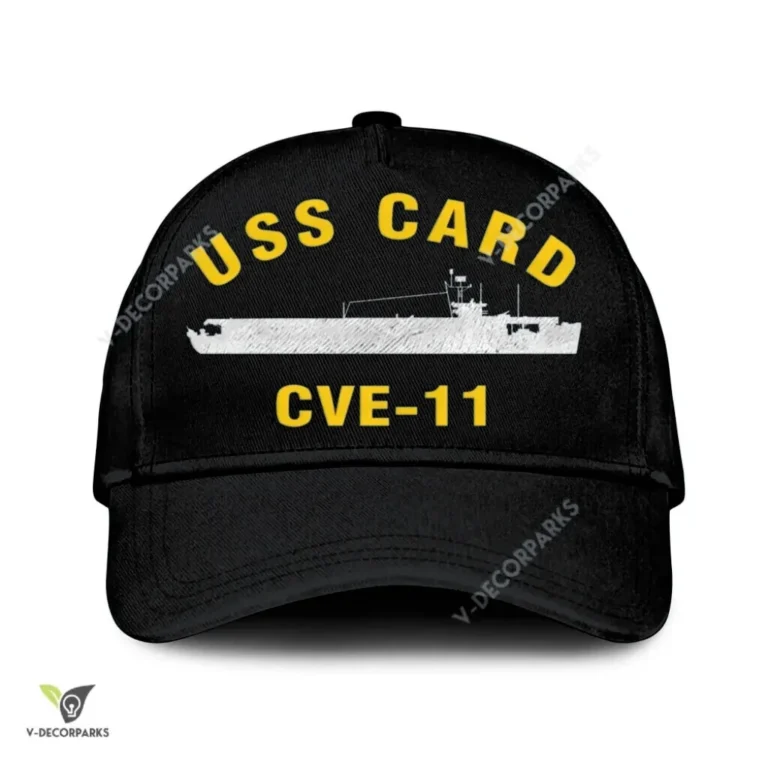 Uss Card Cve-11 Classic Baseball Cap Gift For Navy Veteran, Custom Print/embroidered Us Navy Ships Classic Cap
