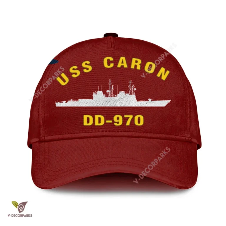 Uss Caron Dd-970 Classic Baseball Cap Gift For Navy Veteran, Custom Print/embroidered Us Navy Ships Classic Cap