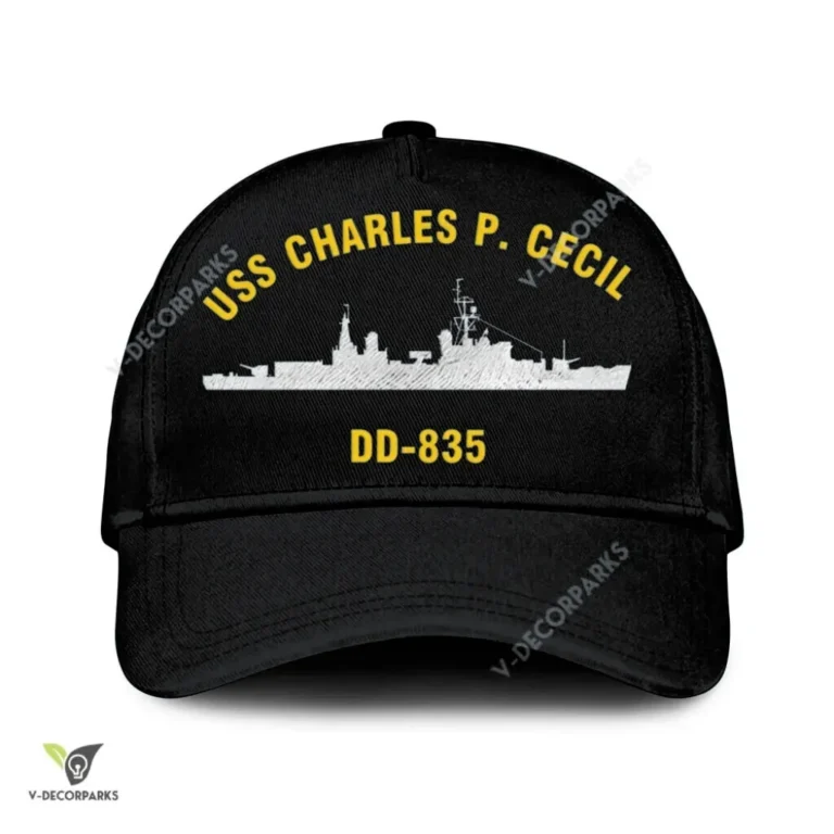 Uss Charles P. Cecil Dd-835 Classic Baseball Cap Gift For Navy Veteran, Custom Print/embroidered Us Navy Ships Classic Cap