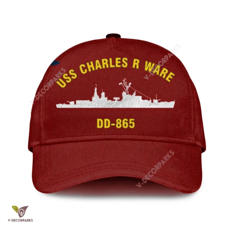 Uss Charles R Ware Dd-865 Classic Baseball Cap Gift For Navy Veteran, Custom Print/embroidered Us Navy Ships Classic Cap