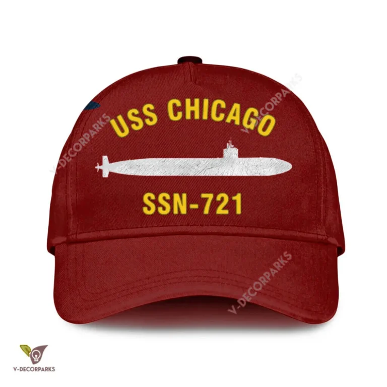 Uss Chicago Ssn-721 Classic Baseball Cap Gift For Navy Veteran, Custom Print/embroidered Us Navy Ships Classic Cap