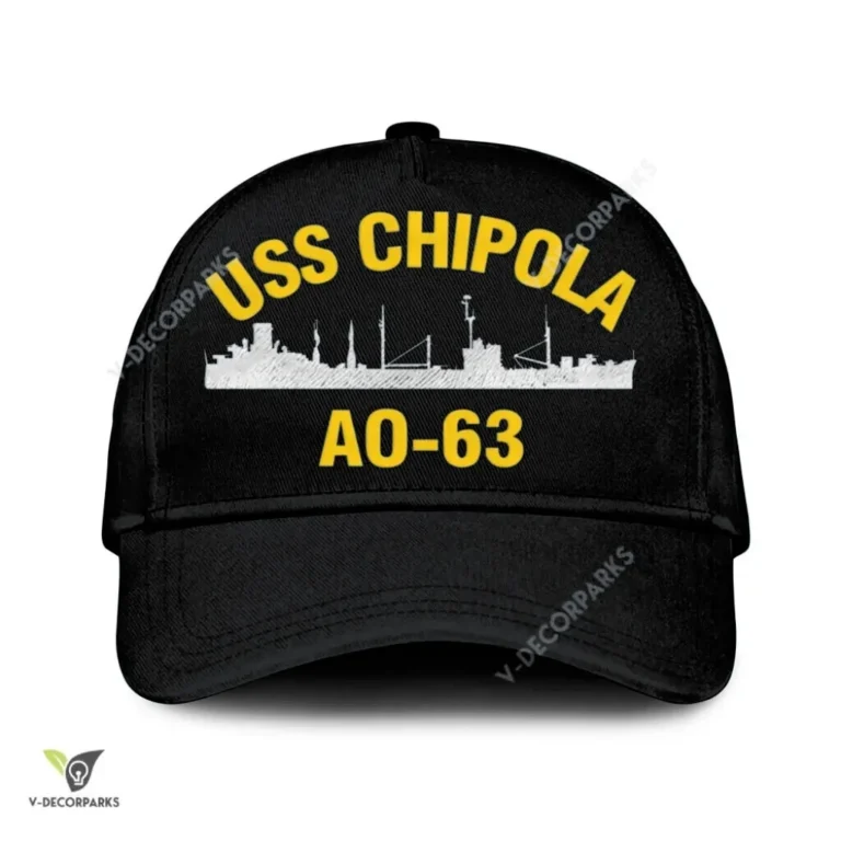 Uss Chipola Ao-63 Classic Baseball Cap Gift For Navy Veteran, Custom Print/embroidered Us Navy Ships Classic Cap