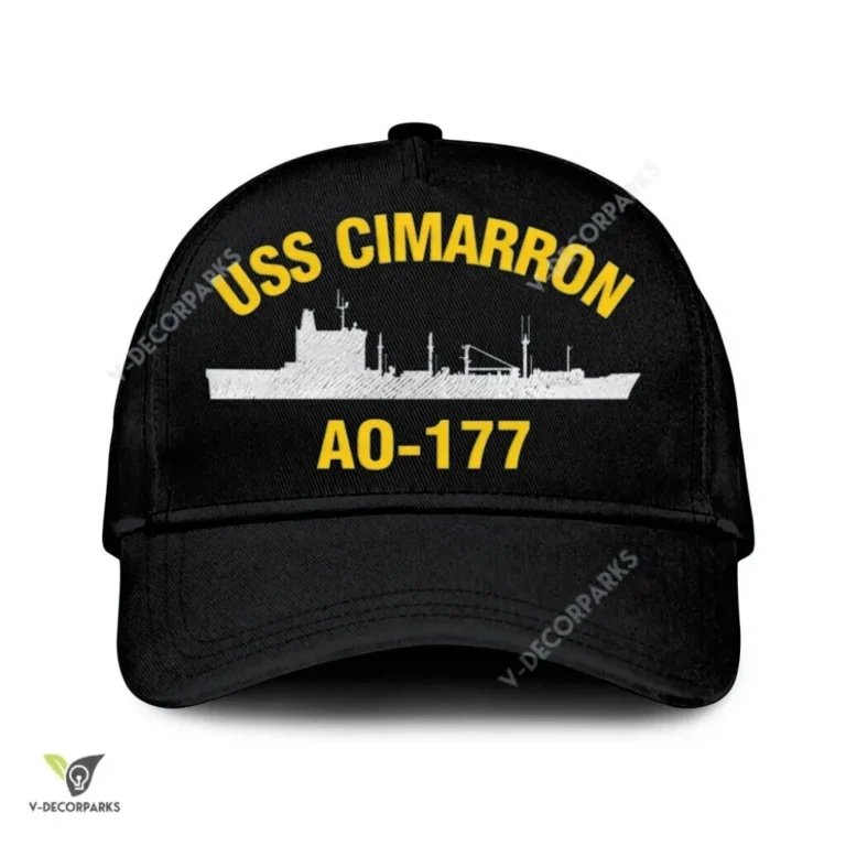 Uss Cimarron Ao-177 Classic Baseball Cap Gift For Navy Veteran, Custom Print/embroidered Us Navy Ships Classic Cap