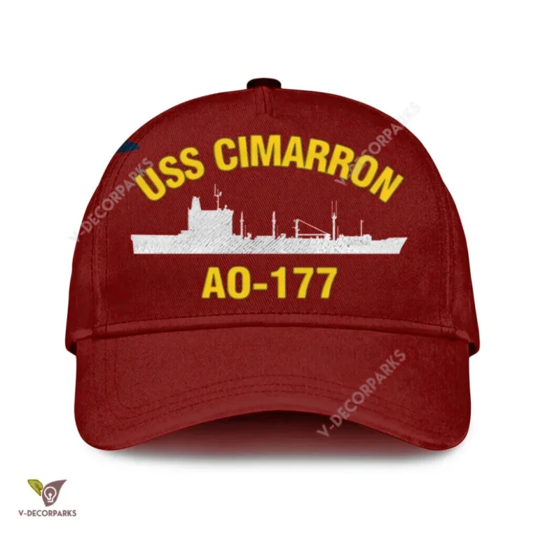 Uss Cimarron Ao-177 Classic Baseball Cap Gift For Navy Veteran, Custom Print/embroidered Us Navy Ships Classic Cap