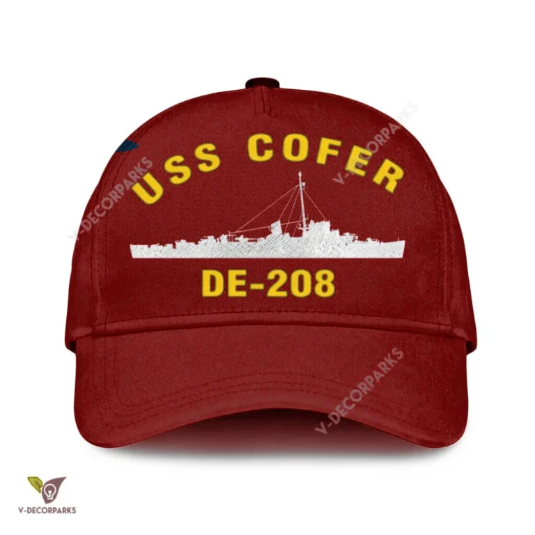 Uss Cofer De-208 Classic Baseball Cap Gift For Navy Veteran, Custom Print/embroidered Us Navy Ships Classic Cap