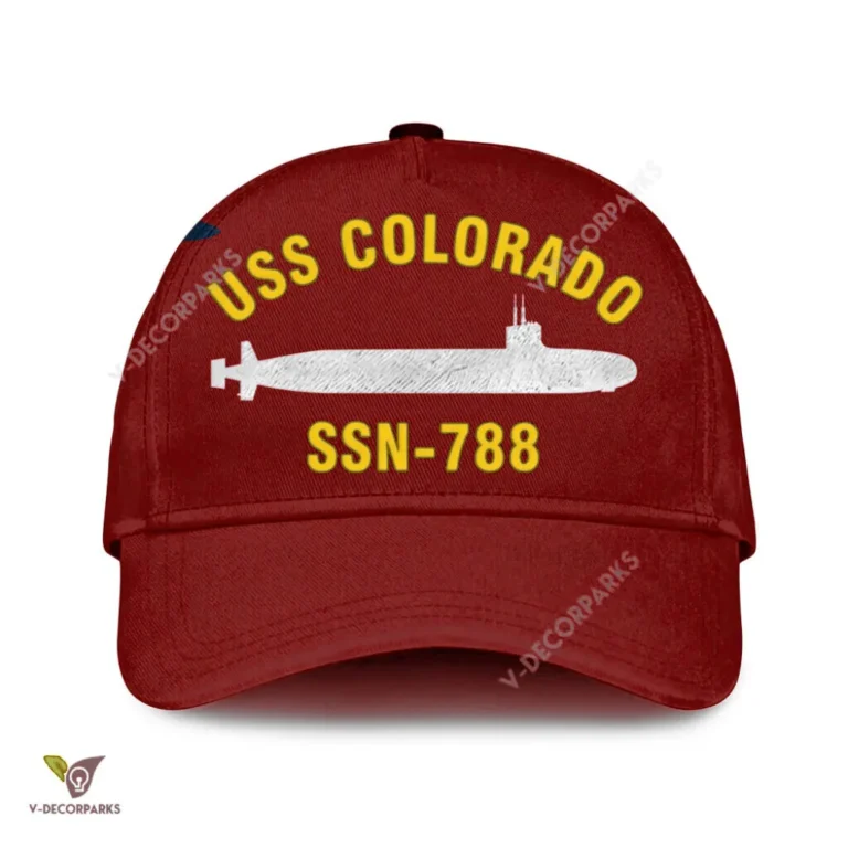 Uss Colorado Ssn-788 Classic Baseball Cap Gift For Navy Veteran, Custom Print/embroidered Us Navy Ships Classic Cap