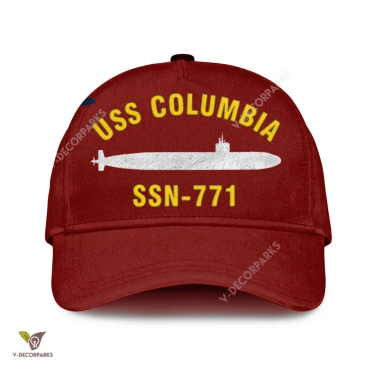 Uss Columbia Ssn 771 Classic Baseball Cap Gift For Navy Veteran, Custom Print/embroidered Us Navy Ships Classic Cap