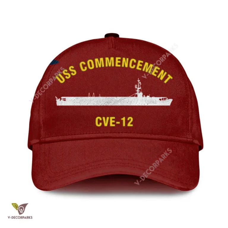 Uss Commencement Bay Cve-105 Classic Baseball Cap Gift For Navy Veteran, Custom Print/embroidered Us Navy Ships Classic Cap