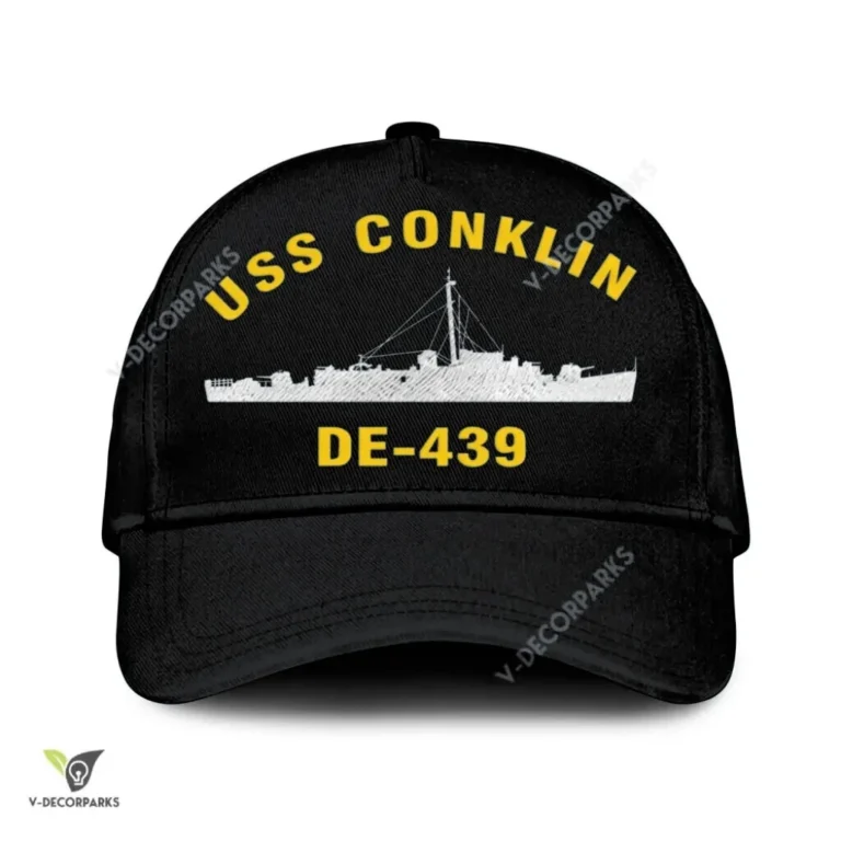 Uss Conklin De-439 Classic Baseball Cap Gift For Navy Veteran, Custom Print/embroidered Us Navy Ships Classic Cap