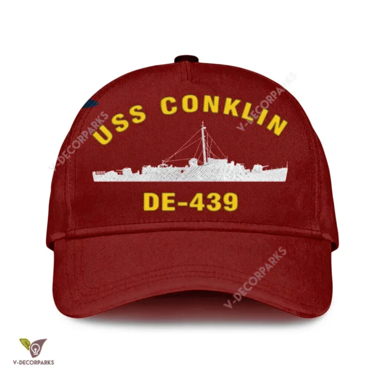 Uss Conklin De-439 Classic Baseball Cap Gift For Navy Veteran, Custom Print/embroidered Us Navy Ships Classic Cap