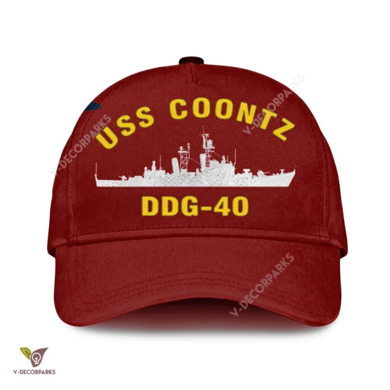 Uss Coontz Ddg-40 Classic Baseball Cap Gift For Navy Veteran, Custom Print/embroidered Us Navy Ships Classic Cap