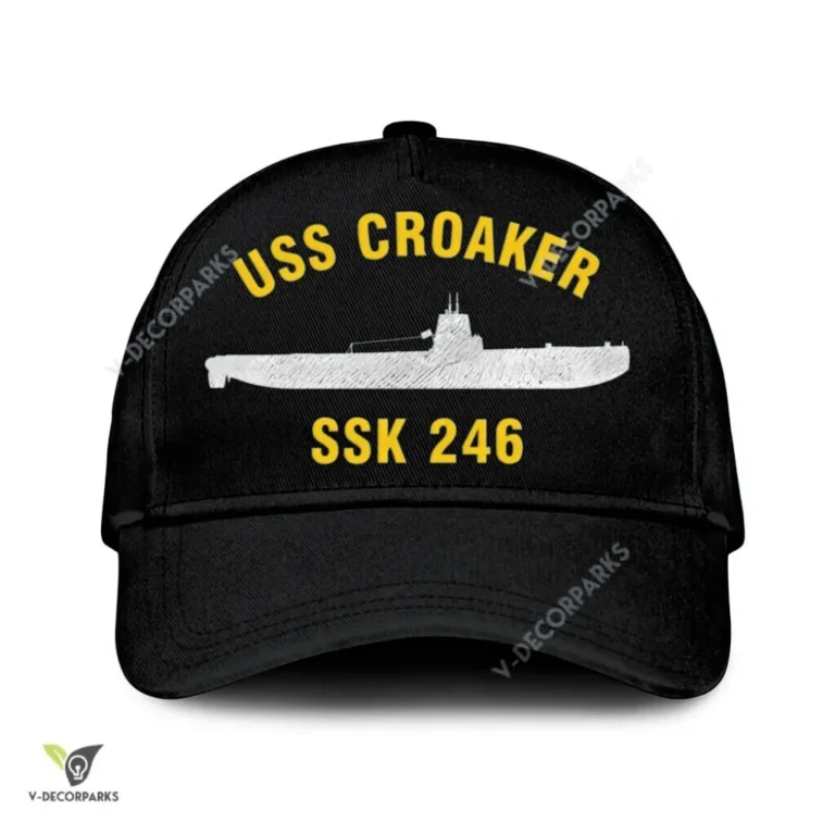 Uss Croaker Ssk 246 Classic Baseball Cap Gift For Navy Veteran, Custom Print/embroidered Us Navy Ships Classic Cap