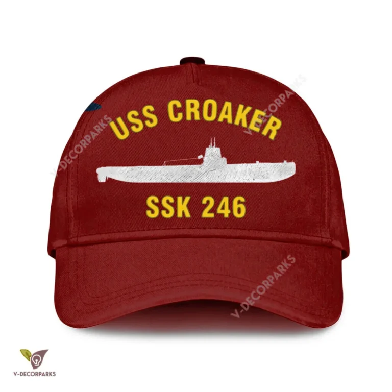 Uss Croaker Ssk 246 Classic Baseball Cap Gift For Navy Veteran, Custom Print/embroidered Us Navy Ships Classic Cap