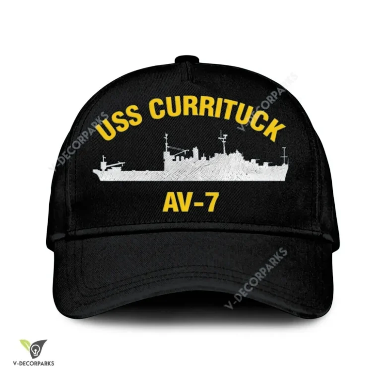 Uss Currituck Av-7 Classic Baseball Cap Gift For Navy Veteran, Custom Print/embroidered Us Navy Ships Classic Cap