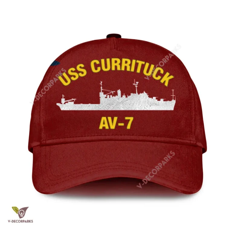 Uss Currituck Av-7 Classic Baseball Cap Gift For Navy Veteran, Custom Print/embroidered Us Navy Ships Classic Cap