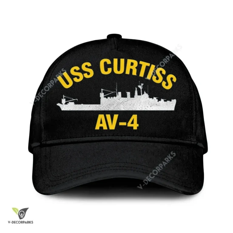 Uss Curtiss Av-4 Classic Baseball Cap Gift For Navy Veteran, Custom Print/embroidered Us Navy Ships Classic Cap