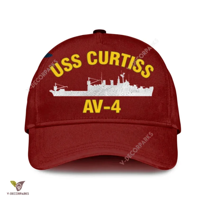 Uss Curtiss Av-4 Classic Baseball Cap Gift For Navy Veteran, Custom Print/embroidered Us Navy Ships Classic Cap