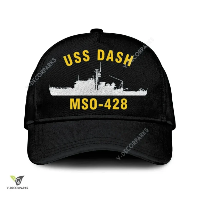 Uss Dash Mso-428 Classic Baseball Cap Gift For Navy Veteran, Custom Print/embroidered Us Navy Ships Classic Cap
