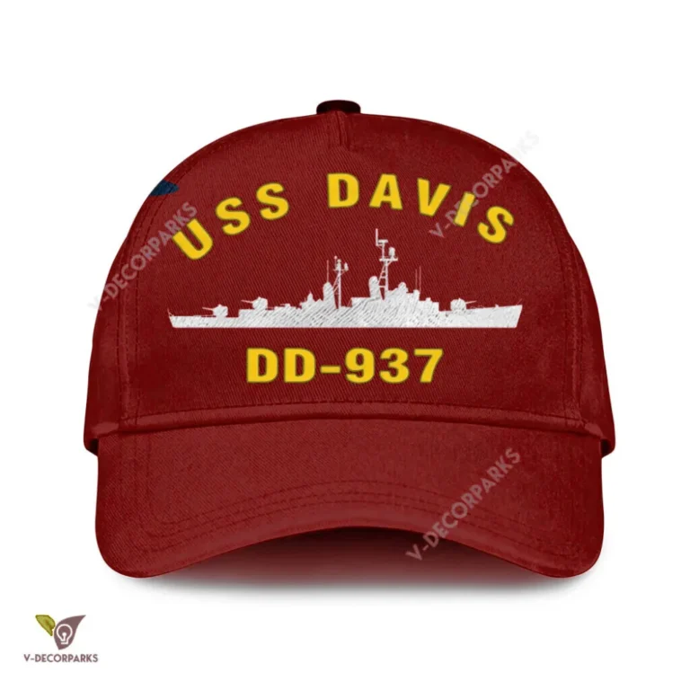 Uss Davis Dd-937 Classic Baseball Cap Gift For Navy Veteran, Custom Print/embroidered Us Navy Ships Classic Cap