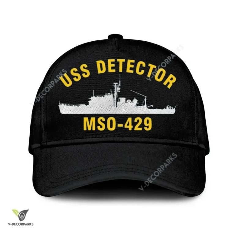Uss Detector Mso-429 Classic Baseball Cap Gift For Navy Veteran, Custom Print/embroidered Us Navy Ships Classic Cap