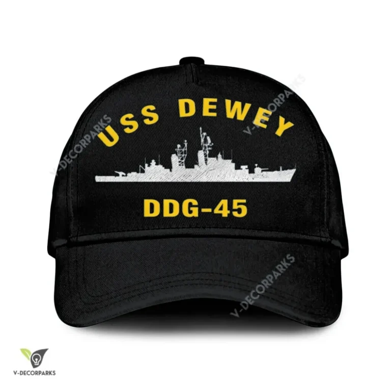 Uss Dewey Ddg-45 Classic Baseball Cap Gift For Navy Veteran, Custom Print/embroidered Us Navy Ships Classic Cap