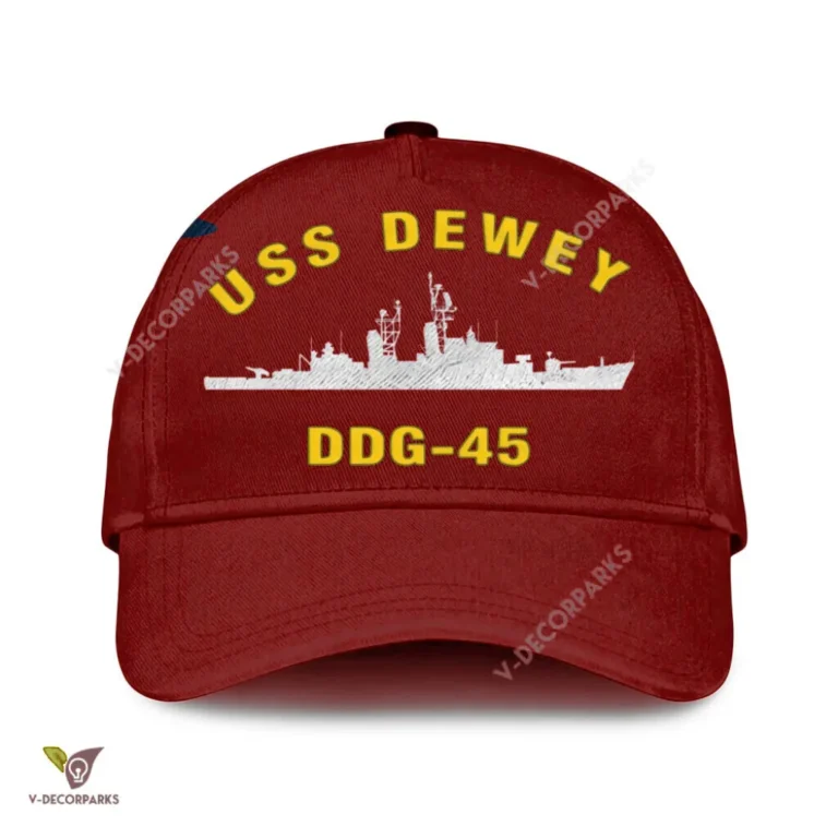 Uss Dewey Ddg-45 Classic Baseball Cap Gift For Navy Veteran, Custom Print/embroidered Us Navy Ships Classic Cap