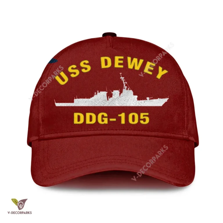 Uss Dewey Ddg-105 Classic Baseball Cap Gift For Navy Veteran, Custom Print/embroidered Us Navy Ships Classic Cap