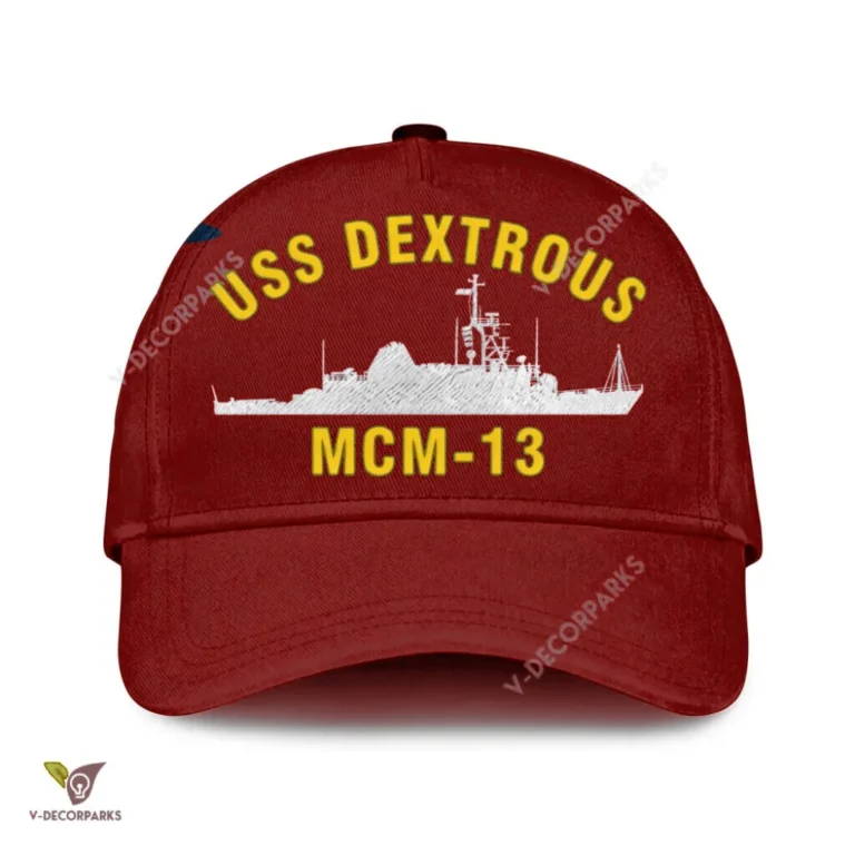 Uss Dextrous Mcm-13 Classic Baseball Cap Gift For Navy Veteran, Custom Print/embroidered Us Navy Ships Classic Cap
