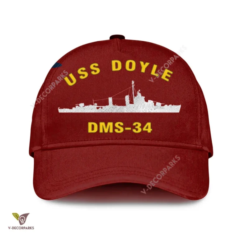 Uss Doyle Dms-34 Classic Baseball Cap Gift For Navy Veteran, Custom Print/embroidered Us Navy Ships Classic Cap