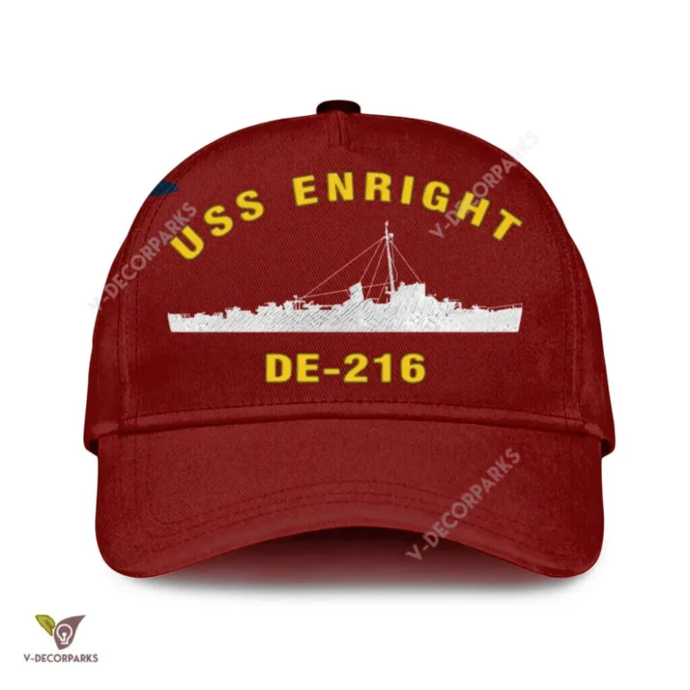 Uss Enright De-216 Classic Baseball Cap Gift For Navy Veteran, Custom Print/embroidered Us Navy Ships Classic Cap