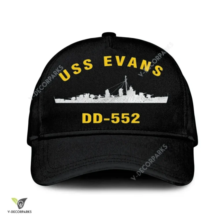 Uss Evans Dd-552 Classic Baseball Cap Gift For Navy Veteran, Custom Print/embroidered Us Navy Ships Classic Cap