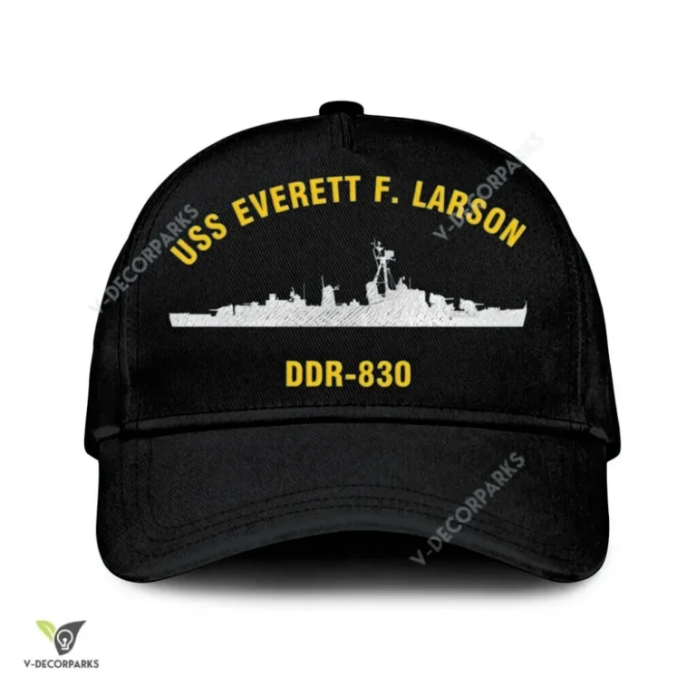 Uss Everett F. Larson Ddr-830 Classic Baseball Cap Gift For Navy Veteran, Custom Print/embroidered Us Navy Ships Classic Cap
