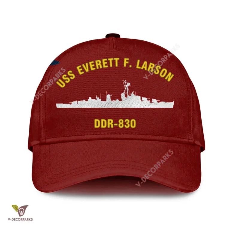 Uss Everett F. Larson Ddr-830 Classic Baseball Cap Gift For Navy Veteran, Custom Print/embroidered Us Navy Ships Classic Cap